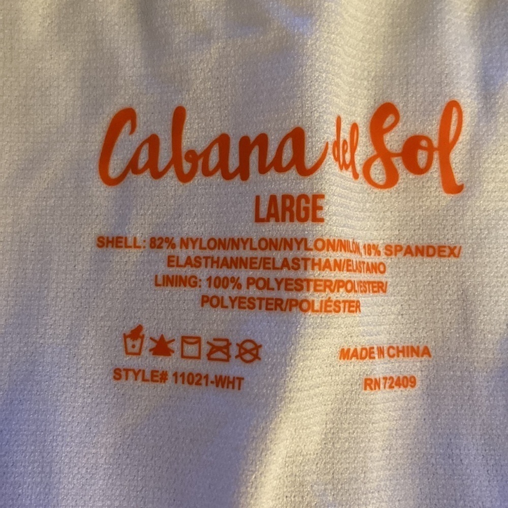Cabana Del Sol White Smocked Bikini Bottoms Size Large - Picture 4 of 9